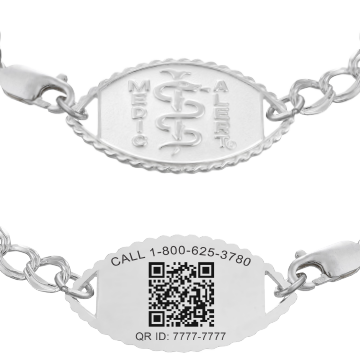 QR Code Santa Rosa Classic Medical ID Bracelet Sterling Silver